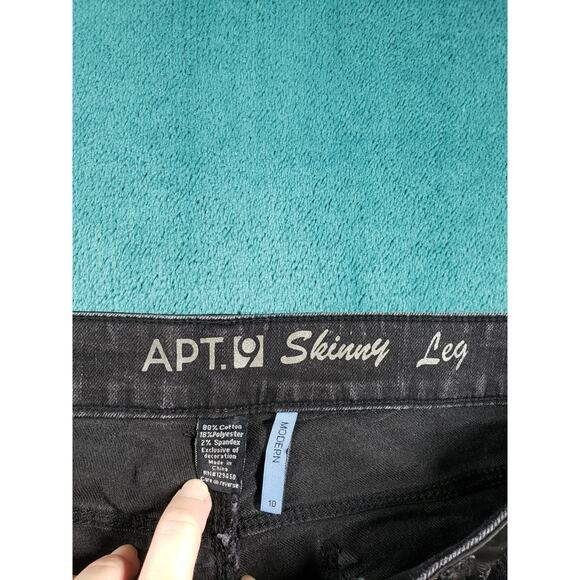 Apt 9 Jeans Size 10 Womens Black Pants Stretch Side Panel Ladies Mid Rise Skinny - Picture 3 of 11